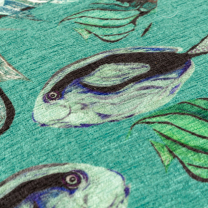 ABYSS FISH REPEAT 43X43 CUSHION CASE TEAL