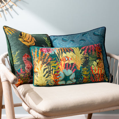 ABYSS JELLYFISH 43X43 CUSHION CASE PETROL