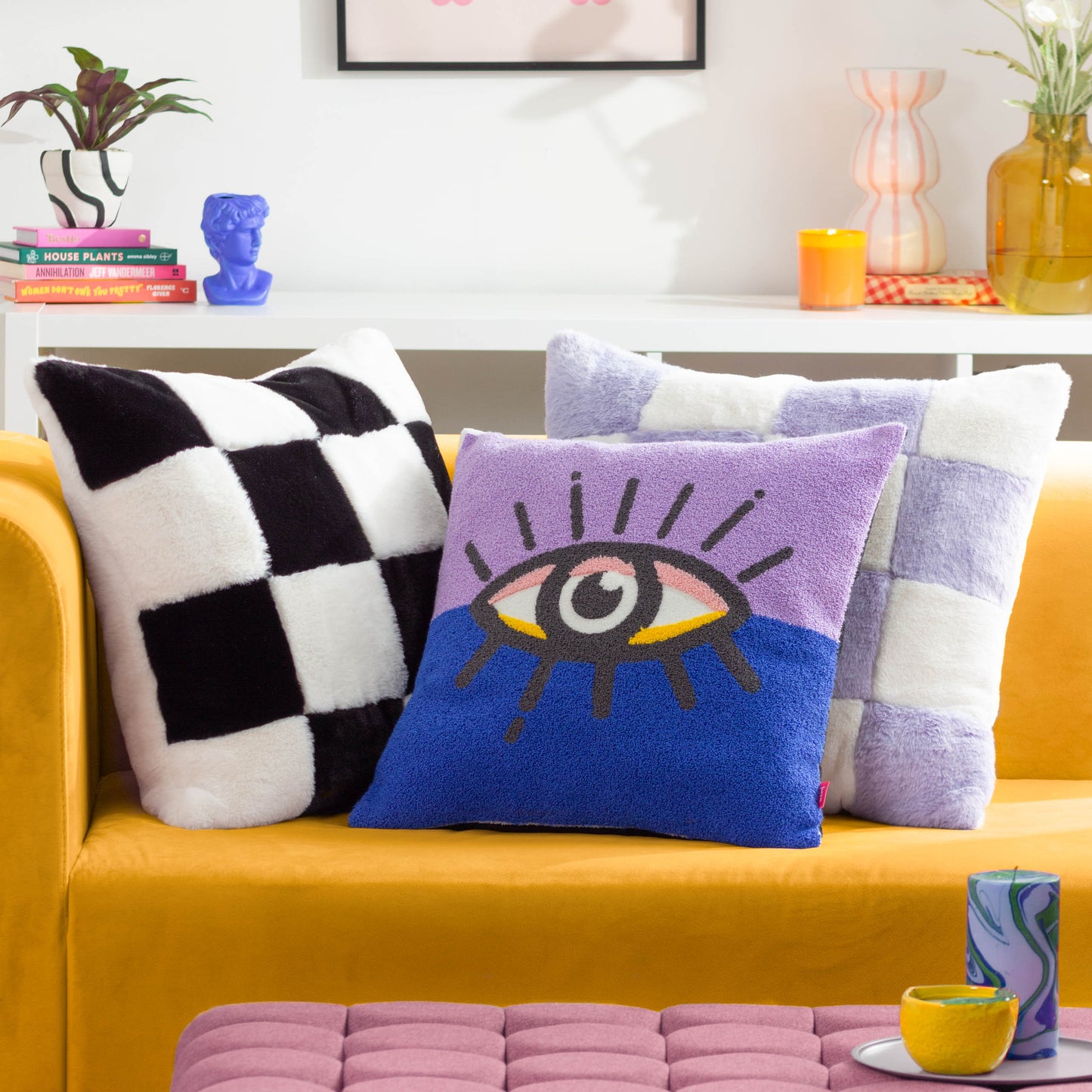 ALL EYES ON YOU 45X45 CUSHION CASE LILAC/BLUE