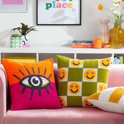 ALL EYES ON YOU 45X45 CUSHION CASE ORANGE/PINK