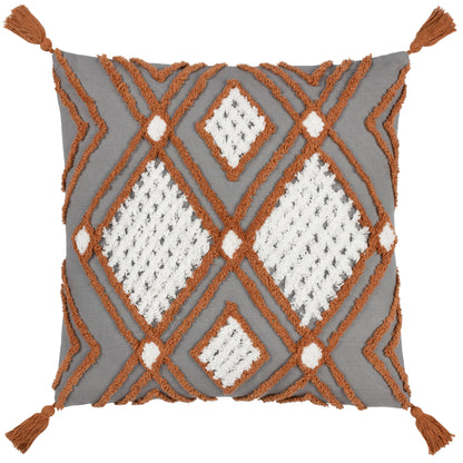 AQUENE 50X50 CUSHION CASE CHARCOAL/BRICK