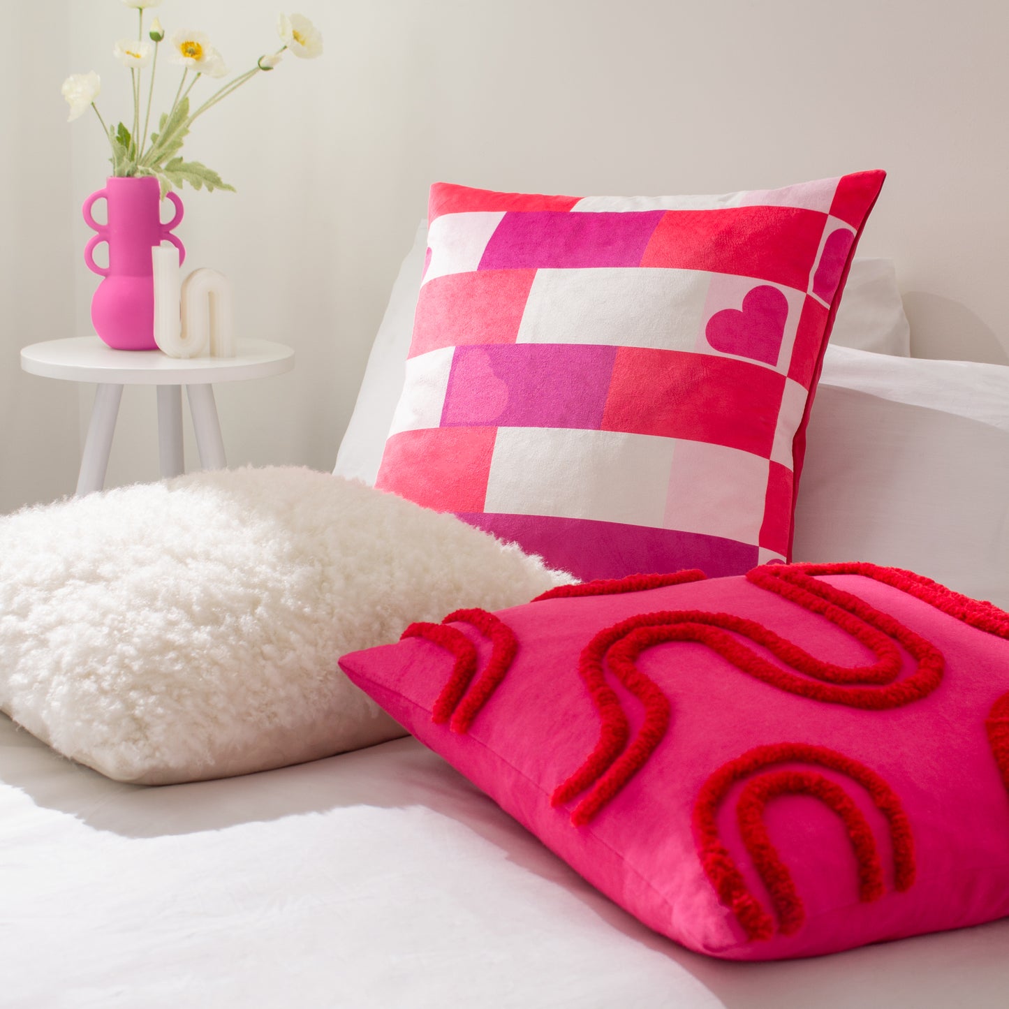 ARCHIE 45X45 CUSHION CASE PINK/RED