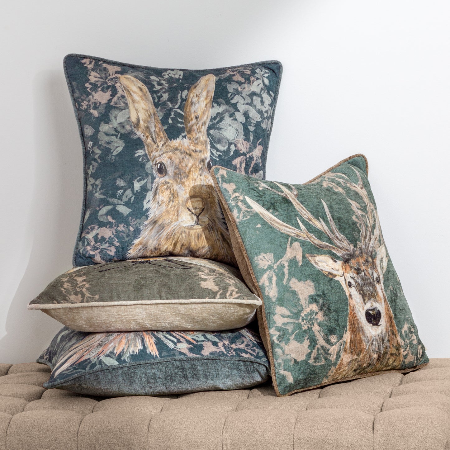 AVEBURY STAG 43X43 CUSHION CASE PETROL