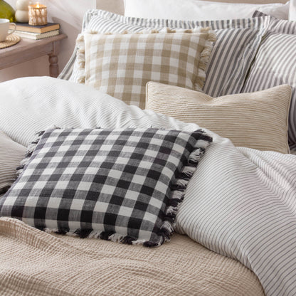 BARTON CHECK 45X45 CUSHION CASE BLACK