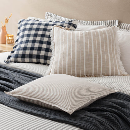 BARTON CHECK 45X45 CUSHION CASE NAVY