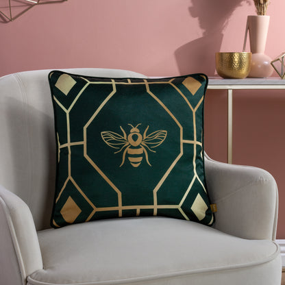 BEE DECO 43X43 CUSHION CASE EMERALD