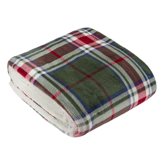 BRAEMAR SHERPA 140X180 THROW BERRY/PINE
