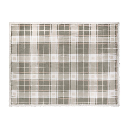 BRAEMAR SHERPA 140X180 THROW GREEN/NATURAL