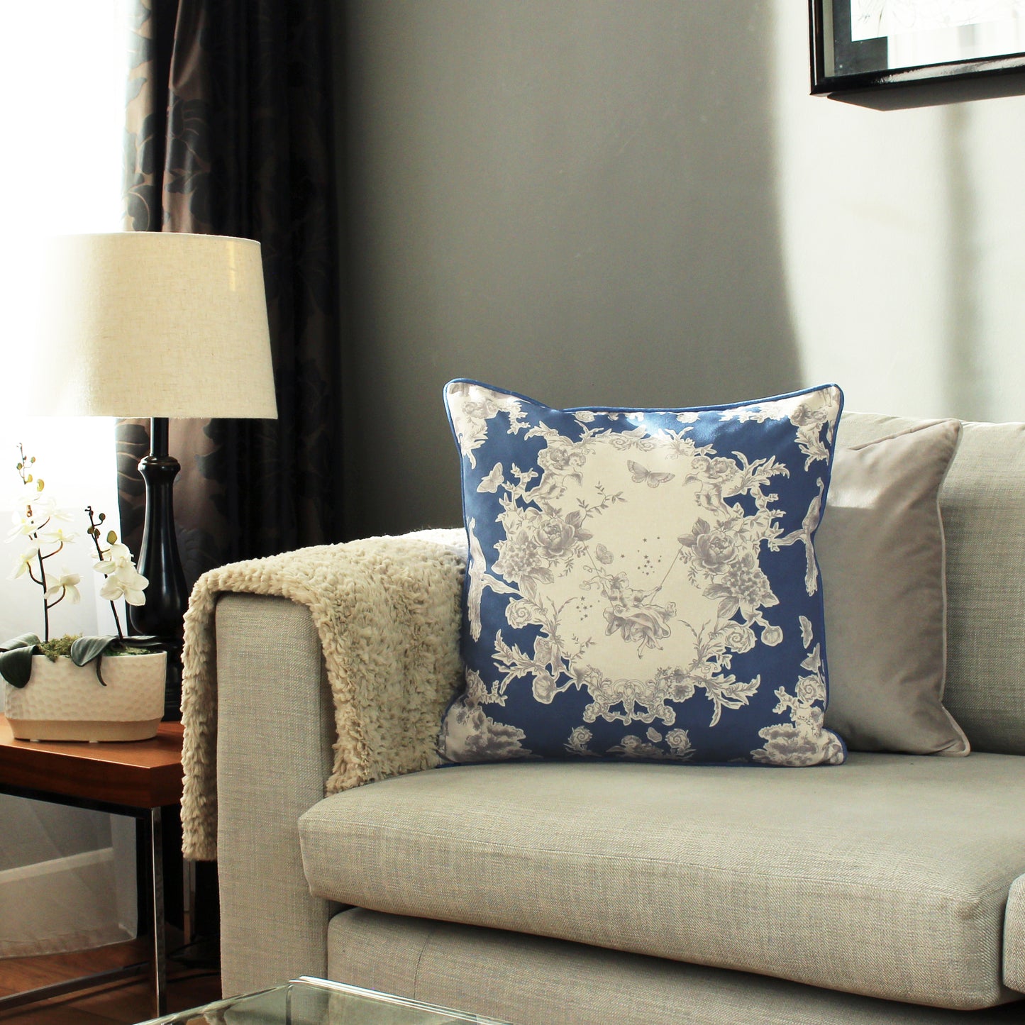 BURFORD 50X50 CUSHION COVER SLATE BLUE