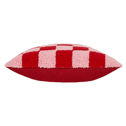 CHECK 45X45 CUSHION CASE RED OR DEAD PINK