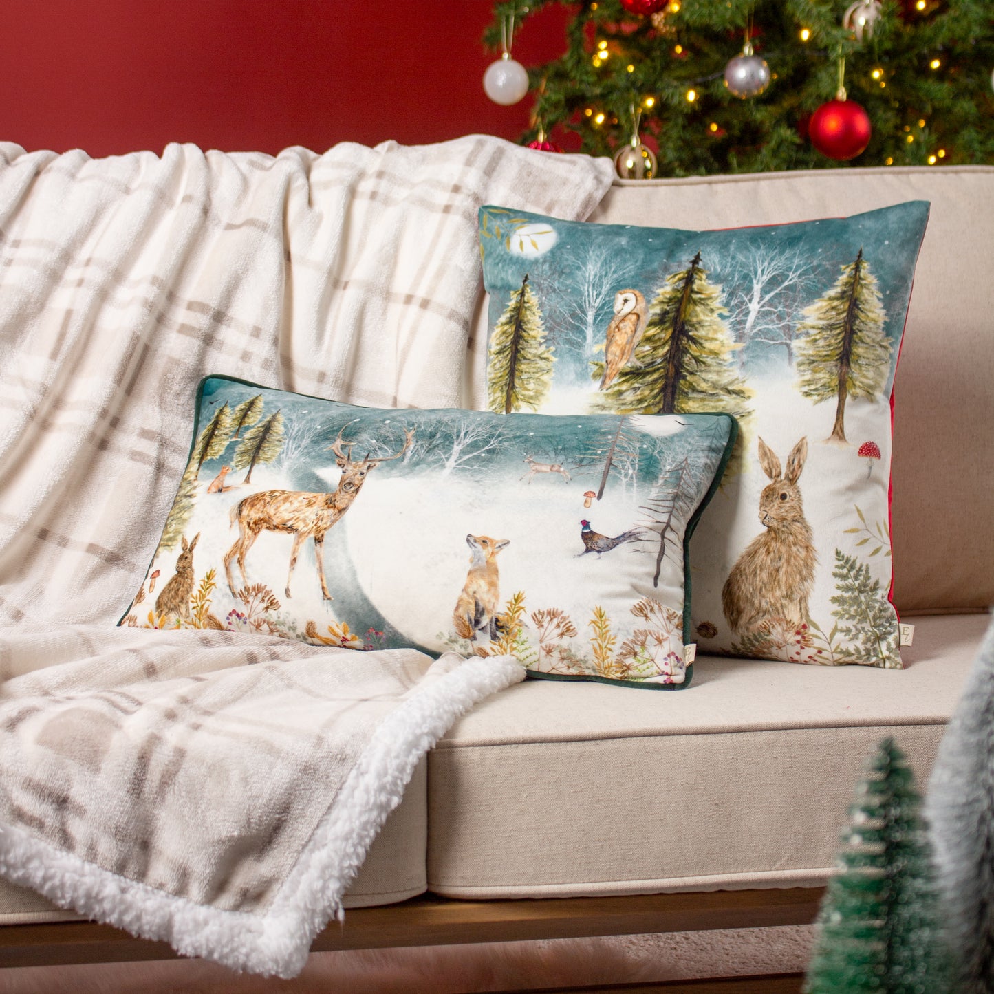 CHRISTMAS OWL 43X43 CUSHION CASE MULTI