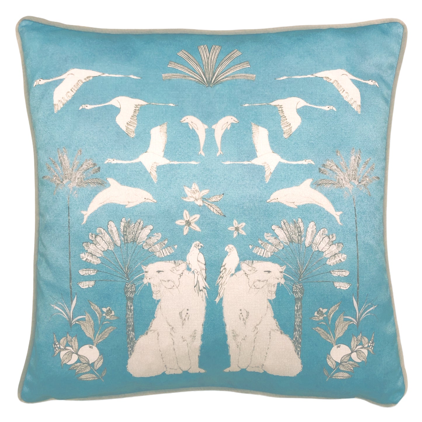 COLONY PALM 43X43 CUSHION CASE BLUE