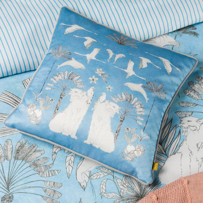 COLONY PALM 43X43 CUSHION CASE BLUE