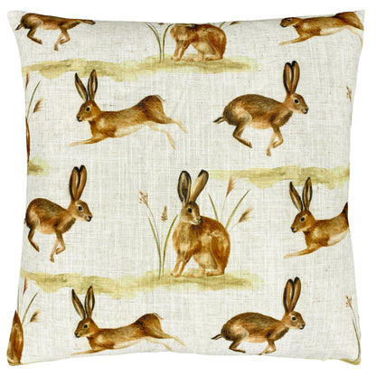 COUNTRY RUNNING HARES 43X43 CUSHION CASE MULTI
