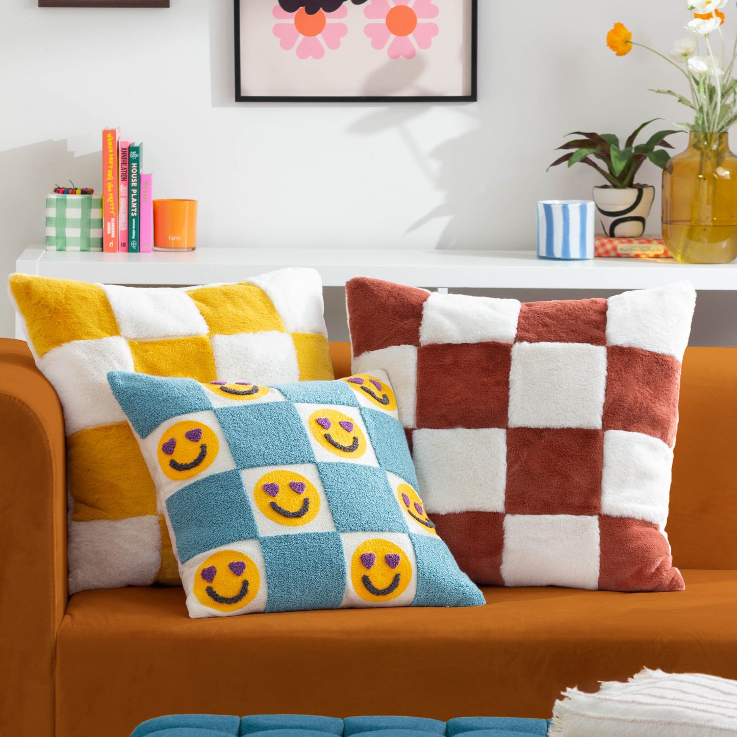 COZEE CHECK 50X50 CUSHION CASE YELLOW