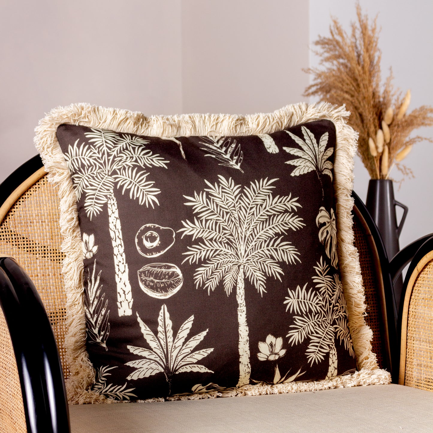 COLONIAL PALM 45X45 CUSHION CASE ESPRESSO
