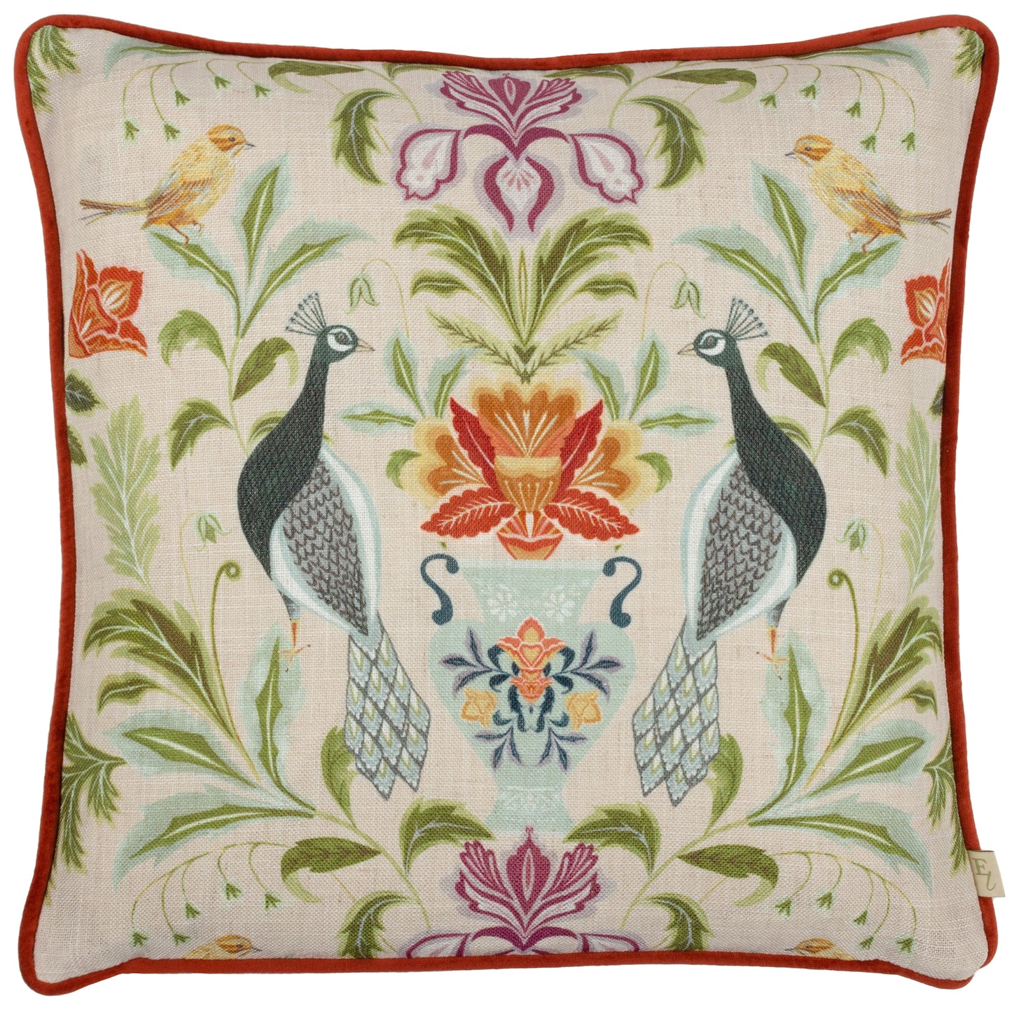 CHATSWORTH PEACOCK 43X43 CUSHION CASE NATURAL