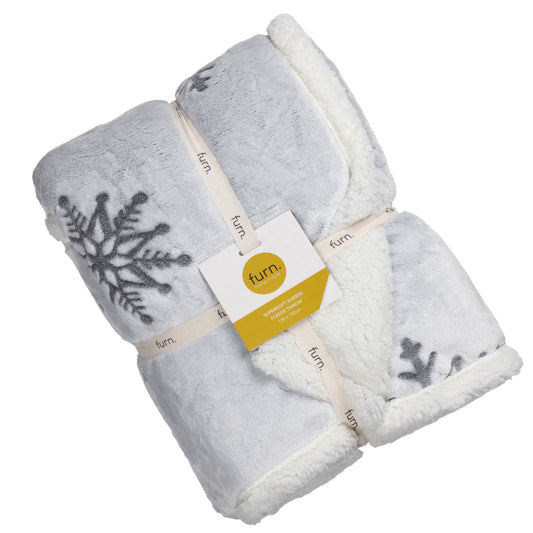 CUT SNOWFLAKE SHERPA 130X150 THROW SILVER