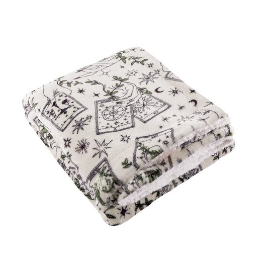 CELESTIAL STORIES 130X180 SHERPA THROW GREEN