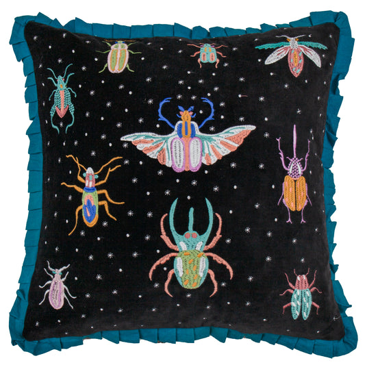 DARKLING BEETLES 50X50 CUSHION CASE TEAL/BLACK