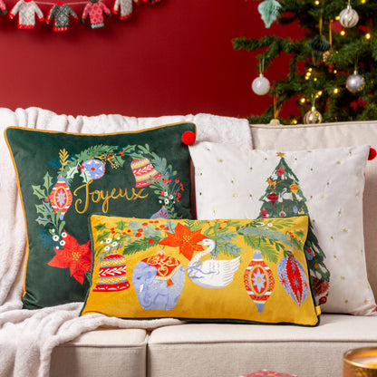 DECK THE HALLS 43X43 CUSHION CASE PINE GREEN