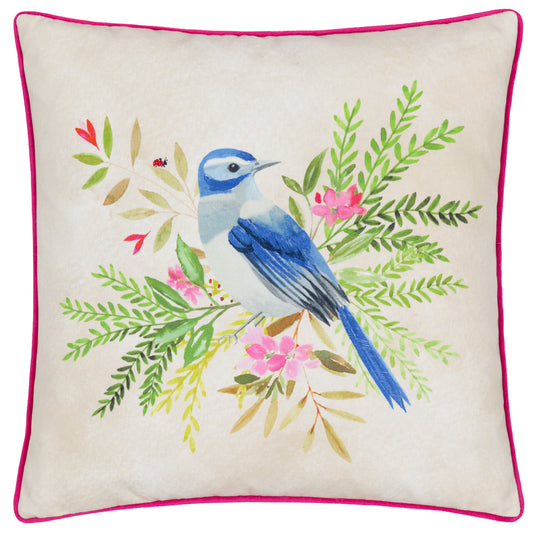 DAISY HILL BLUEBIRD 45X45 CUSHION CASE MULTI/PINK