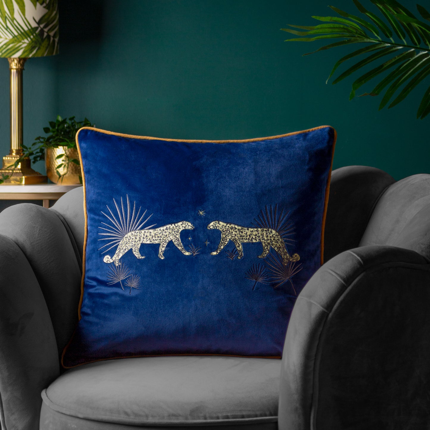 DUSK LEOPARD 50X50 CUSHION CASE NAVY