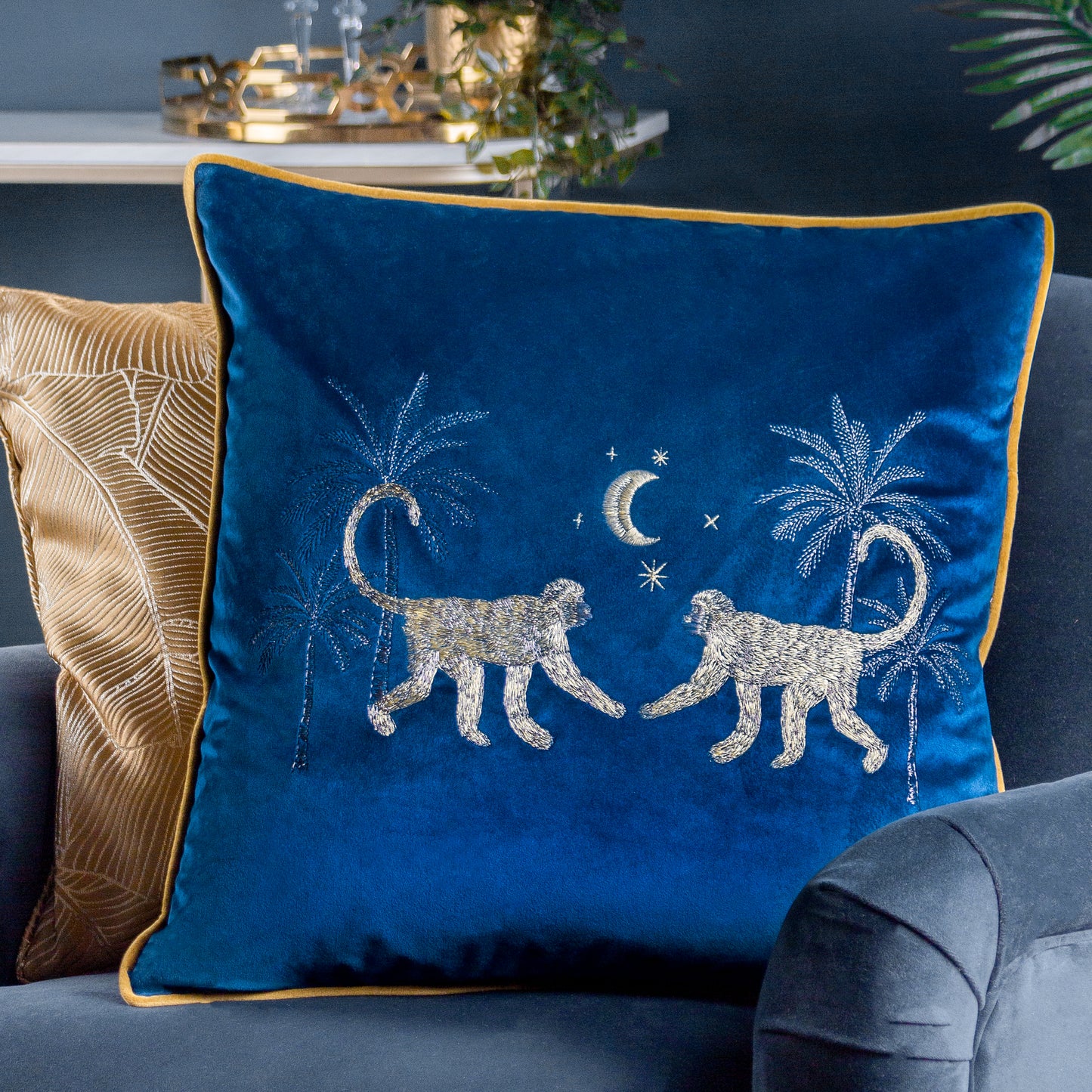 DUSK MONKEY 50X50 CUSHION CASE NAVY