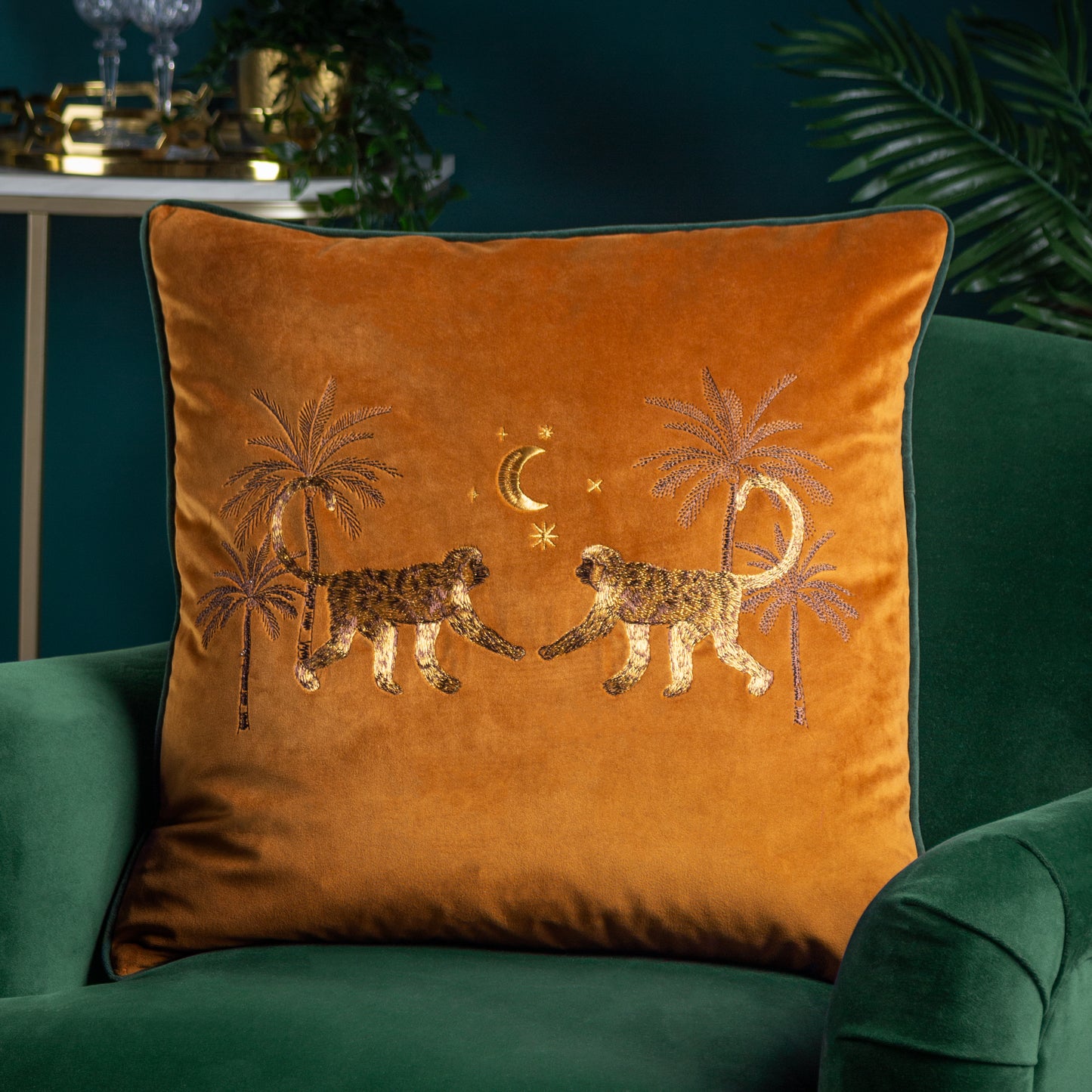 DUSK MONKEY 50X50 CUSHION CASE RUST
