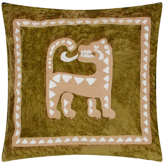 DYNASTY TIGER 50X50 CUSHION CASE AMBER GREEN