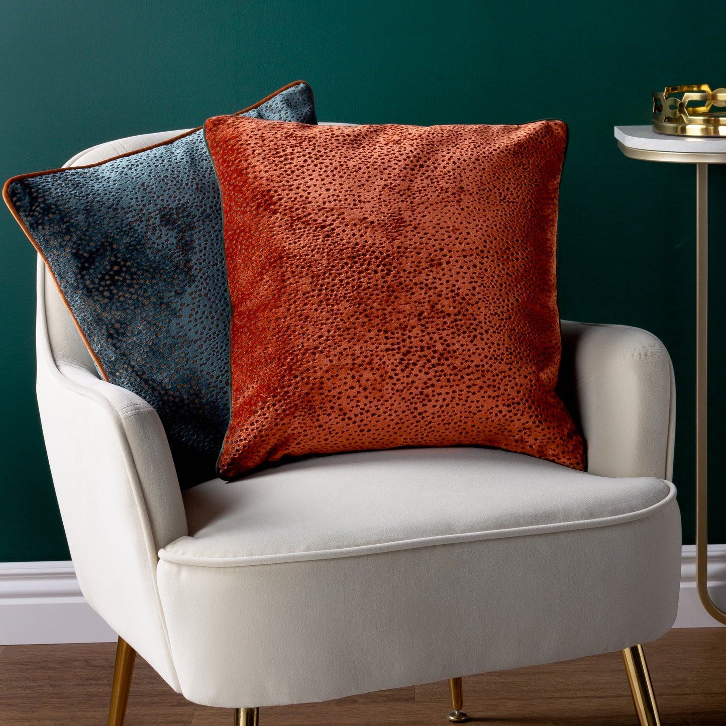 ESTELLE 45X45 CUSHION CASE PAPRIKA/TEAL