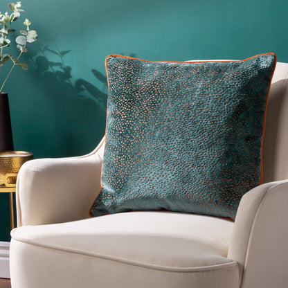 ESTELLE 45X45 CUSHION CASE TEAL/RUST