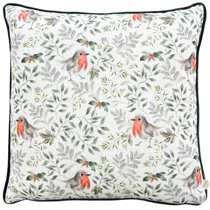 FESTIVE ROBIN REPEAT 43X43 CUSHION CASE BOTTLE