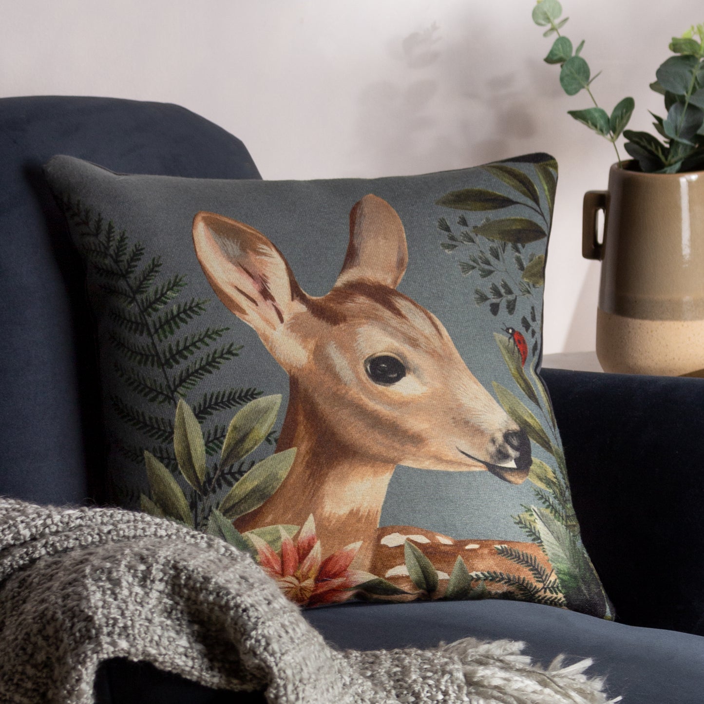 FOREST FAWN PROFILE 43X43 CUSHION COVER GREY