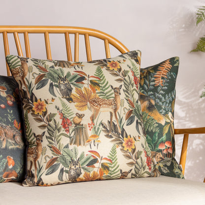 FOREST FAWN REPEAT 43X43 CUSHION COVER GREY