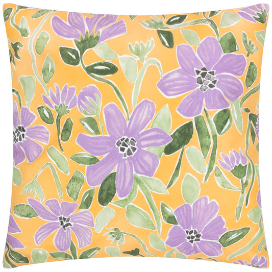 FLOWERS 43X43 OUTDOOR CUSHION CASE YELLOW/LILAC