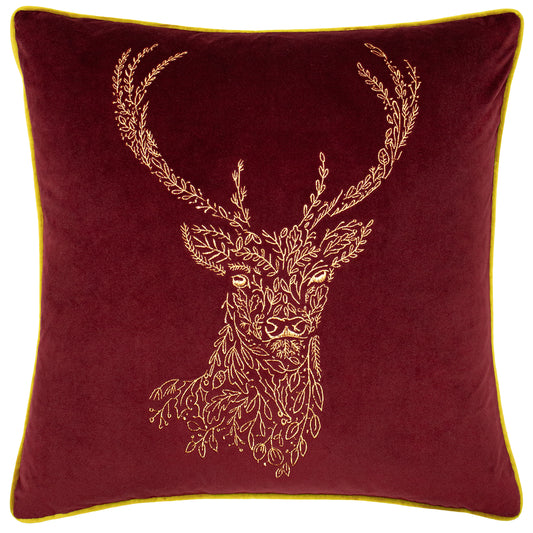 FOREST FAUNA STAG 50X50 C/CASE BURGUNDY/GOLD