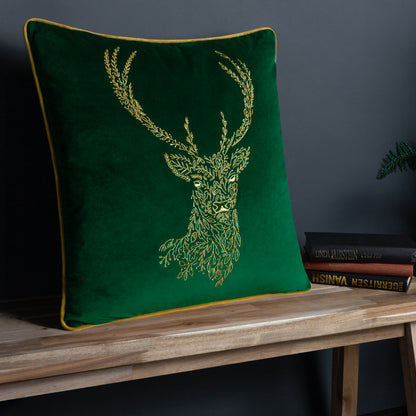 FOREST FAUNA STAG 50X50 C/CASE EMERALD/GOLD