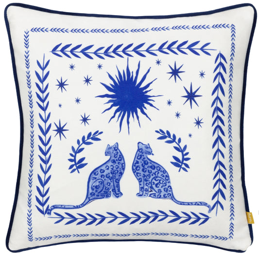 FRIEZE 43X43 CUSHION CASE BLUE/CORAL