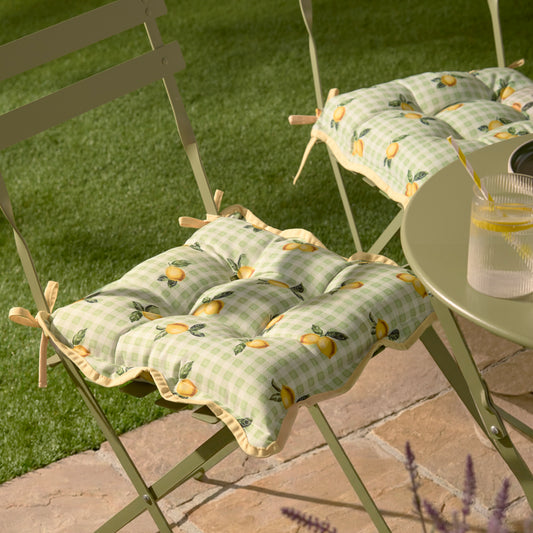 FRUITS LEMONS 2 PACK 40X40 SEAT PADS SAGE