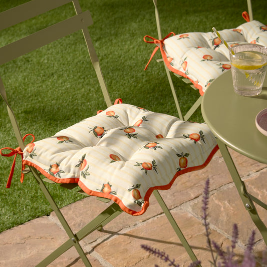 FRUITS ORANGES 2 PACK 40X40 SEAT PADS YELLOW