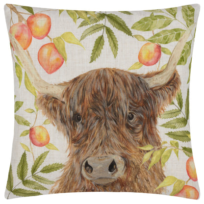 GROVE HIGHLAND COW 43X43 CUSHION CASE NATURAL