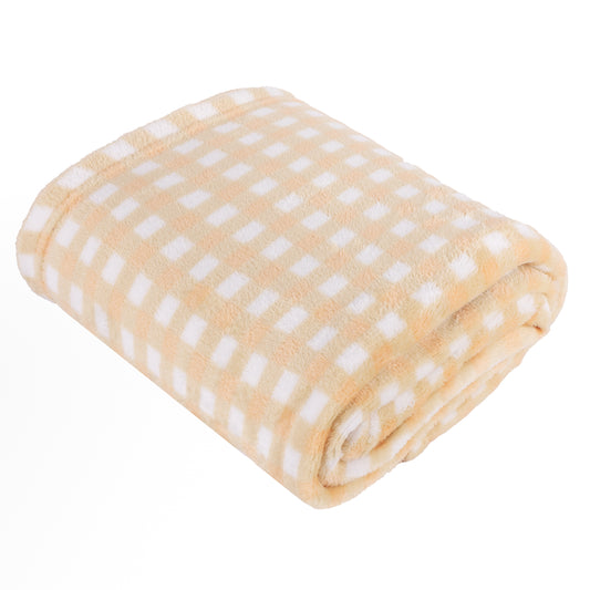 GINGHAM 130X150 FLEECE THROW YELLOW