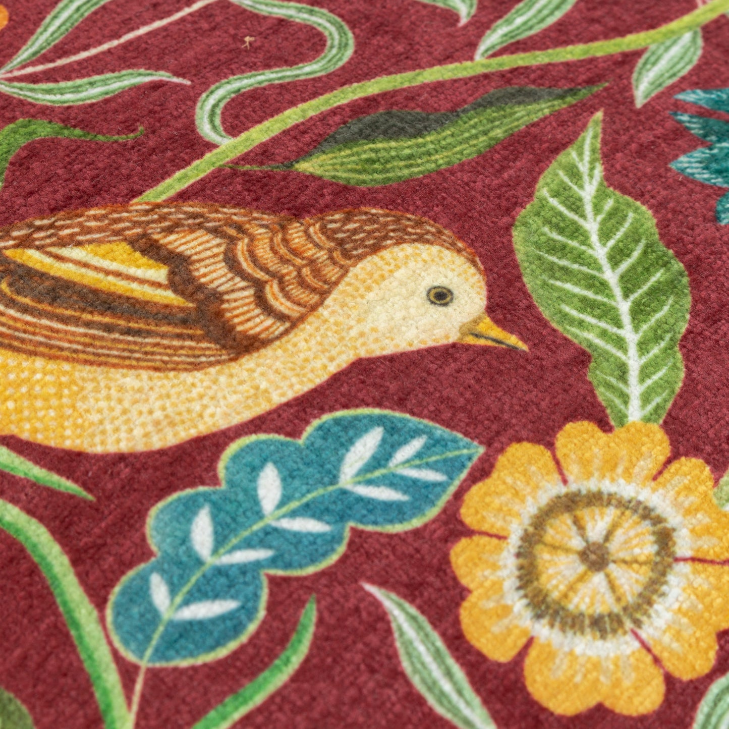 HAWTHORN BIRDS 30X50 CUSHION CASE BURGUNDY