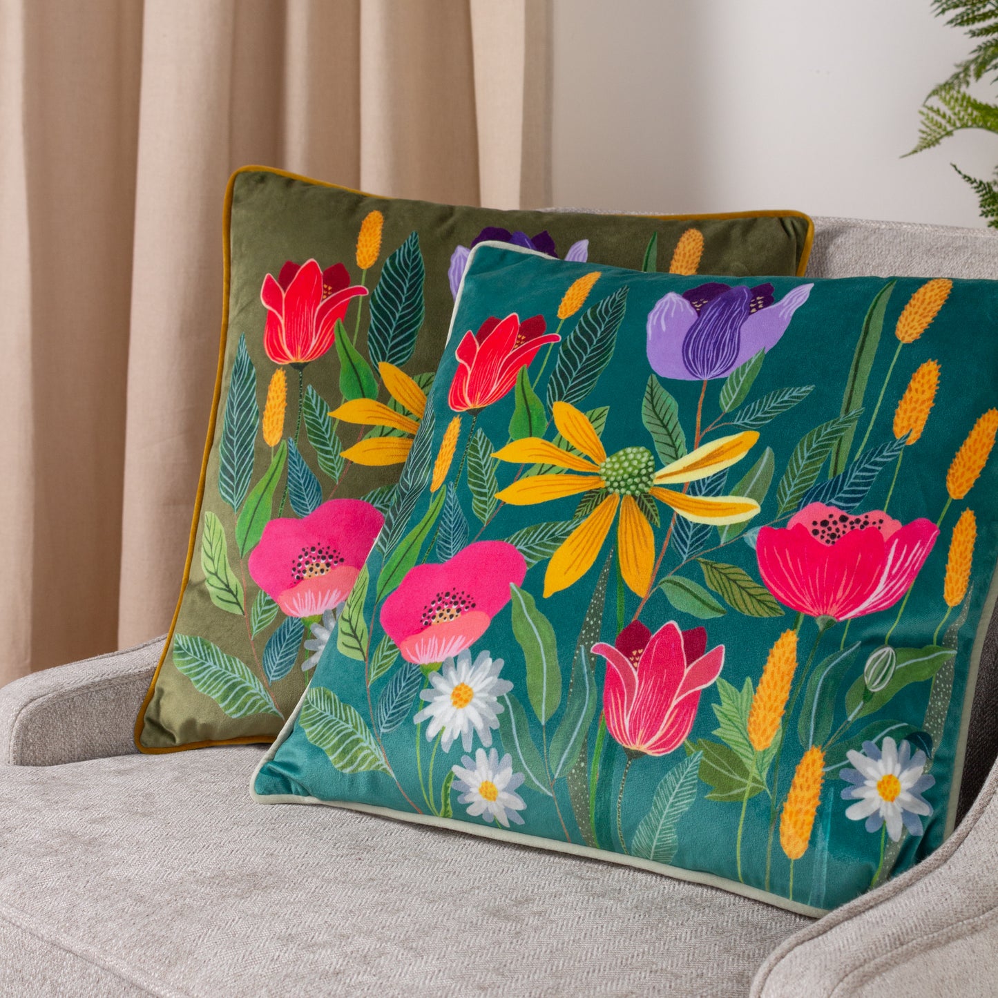 HOUSE OF BLOOM CELANDINE 43X43 CUSHION CASE TEAL