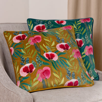 HOUSE OF BLOOM POPPY 43X43 CUSHION CASE SAFFRON