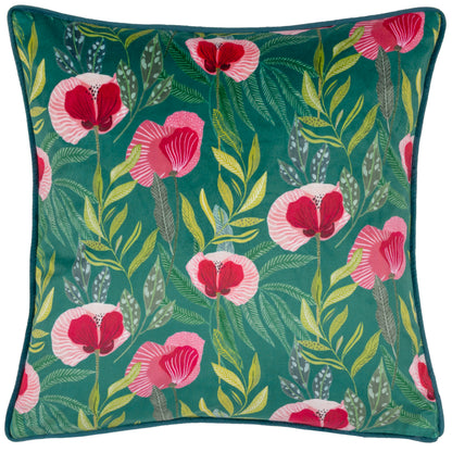 HOUSE OF BLOOM POPPY 43X43 CUSHION CASE TEAL