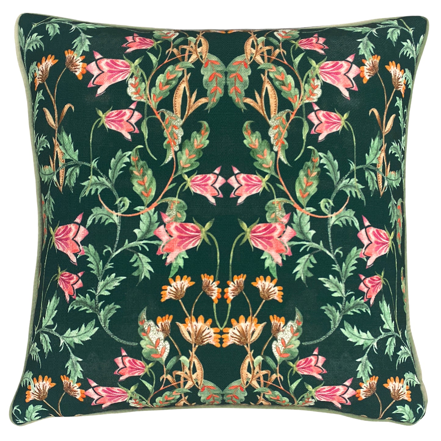 HERITAGE BELL FLOWERS 43X43 CUSHION CASE VIRIDIAN