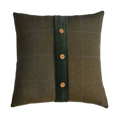 Quinn Cushion Set of 2 - Green Olive Tartan & Green Velvet