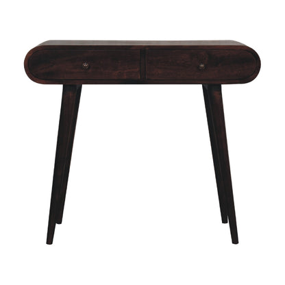 Walnut Curved Edge Console Table
